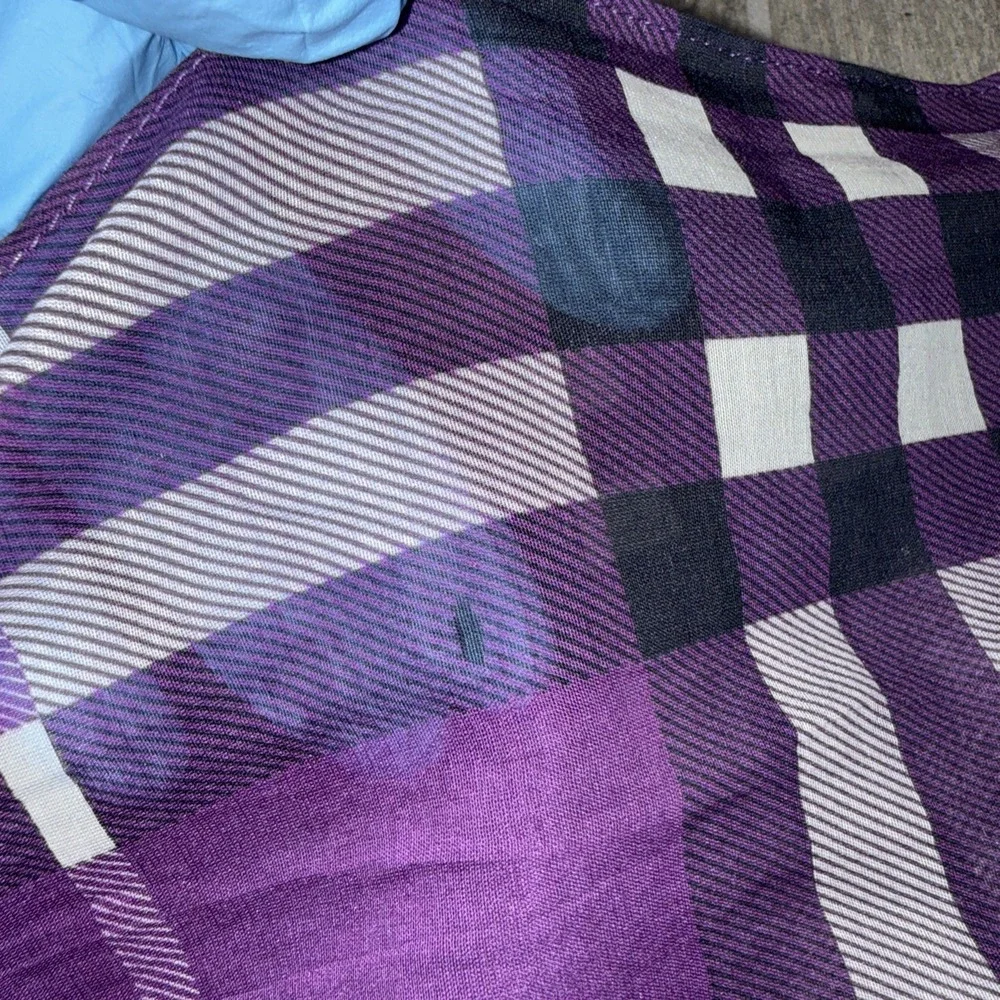 Burberry Nova Check Cotton & Silk Purple Lightweight Scarf Made in Italy  *READ